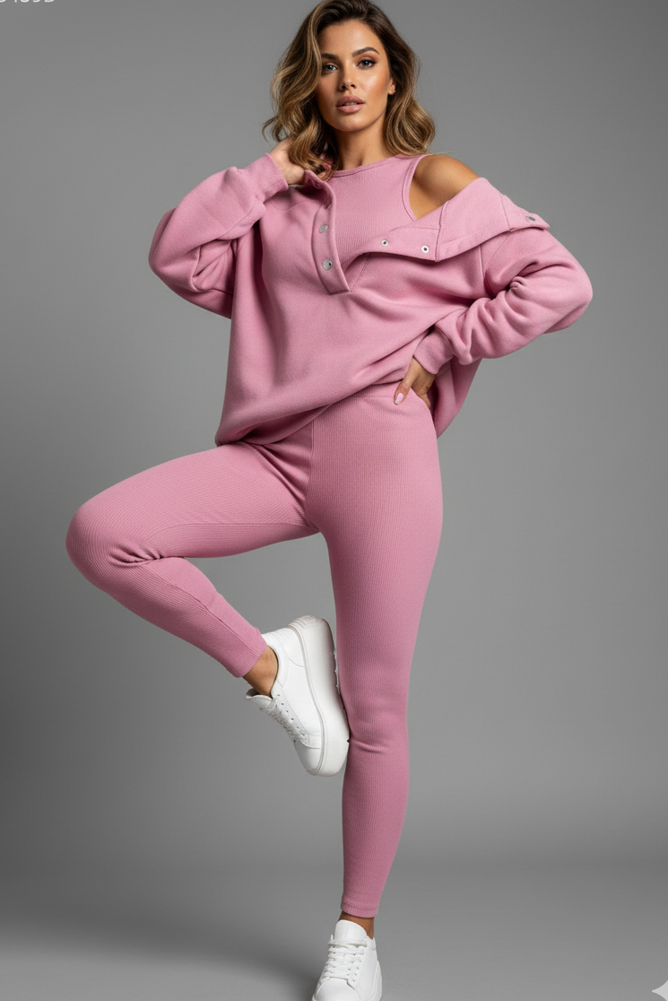 Crop Top, Hoodie and Fitted Leggings Set