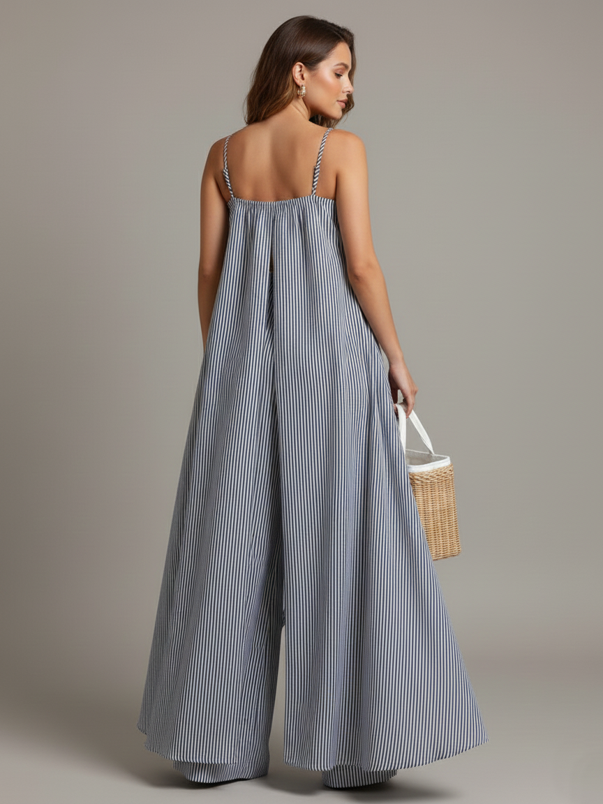 Classic Striped Top and Wide-Leg Pants Set