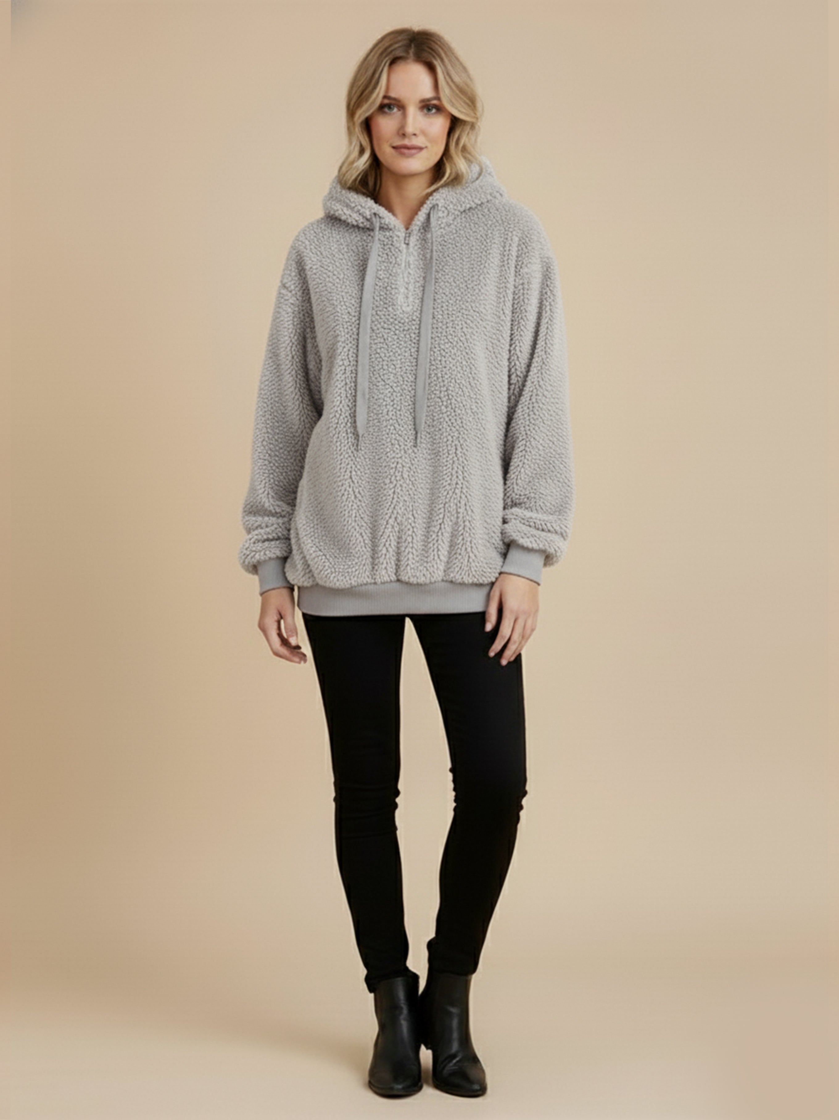 Athena Drawstring Teddy Hoodie