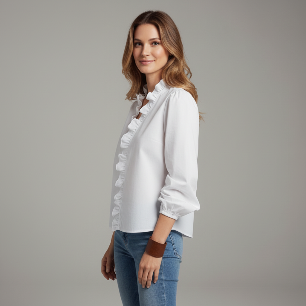 Ruffled V-Neck Blouse