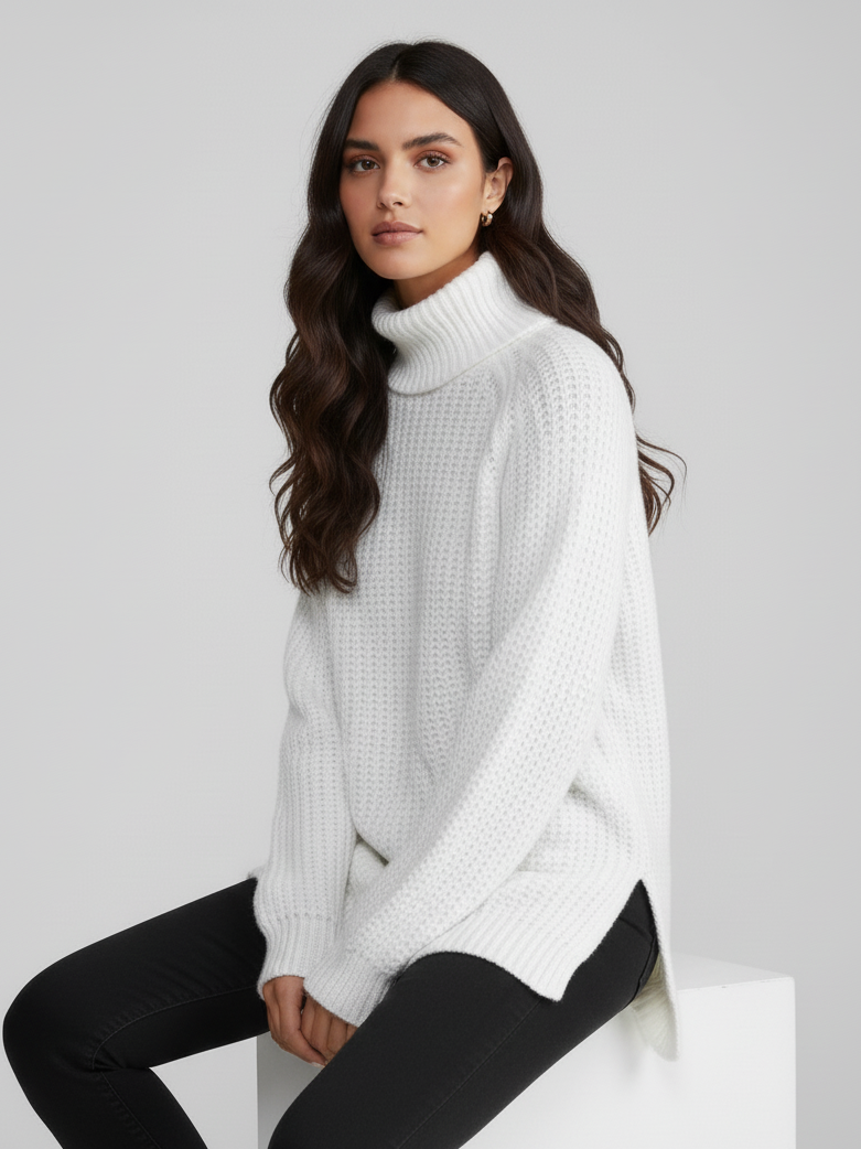 Oversized Knit Turtleneck Pullover Sweater