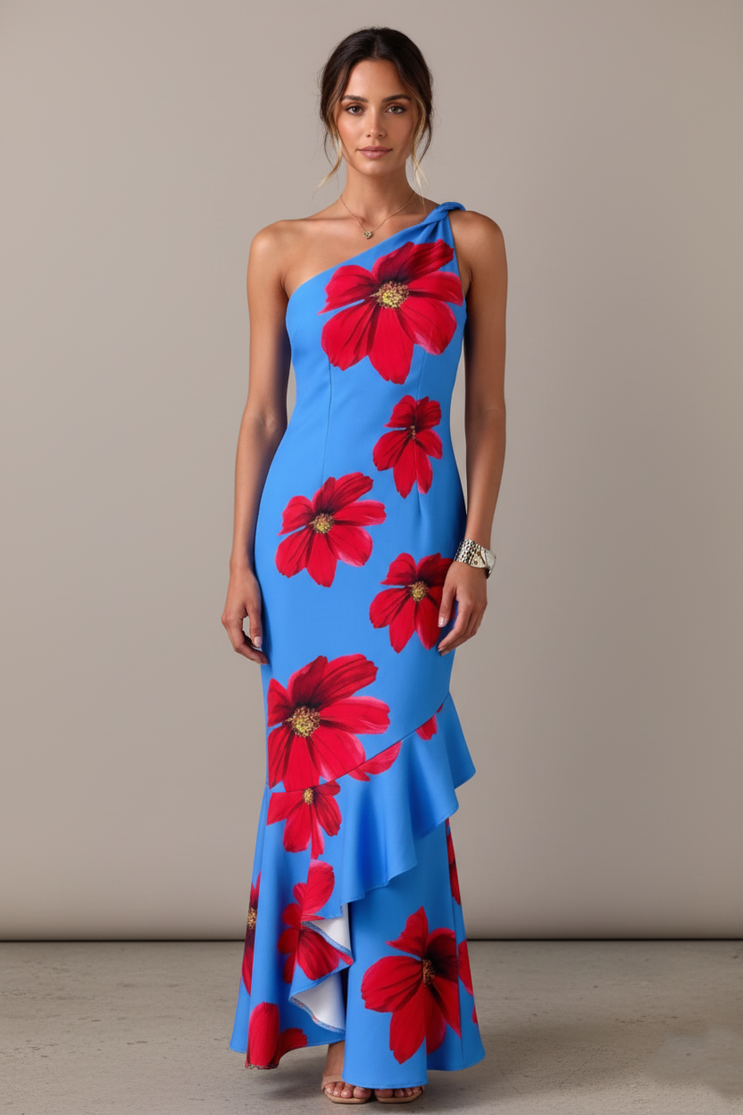 One-Shoulder Bloom Maxi Dress
